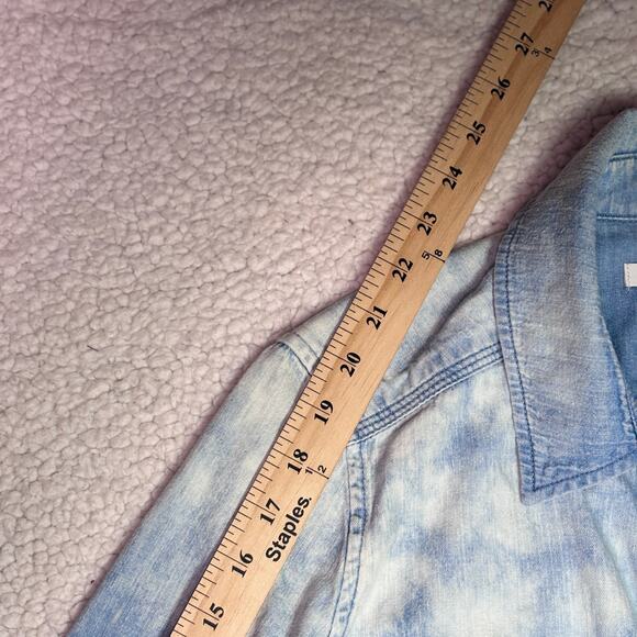 7 For All Mankind Shirt Dress Womens Medium Blue Denim Faded Washed Button Up - Picture 4 of 10